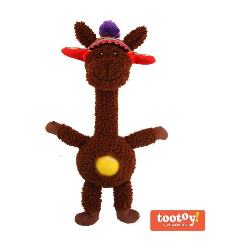 Tootoy! Comfort Long Neck Alpaca peluche con pelota para perros