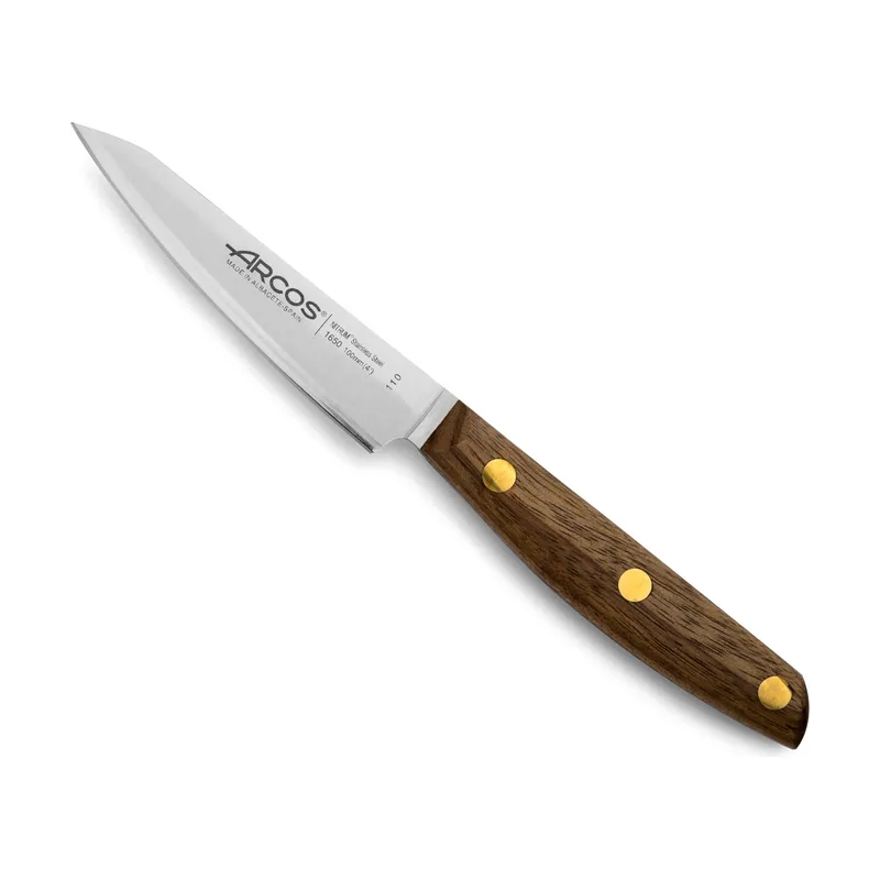 Arcos Cuchillo Mondador serie Nordika 165000 de acero inoxidable Nitrum y mango de madera Natural con hoja de 100mm
