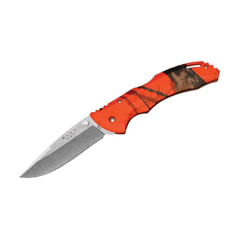 Buck Knives STE-0286CMS9 Cuchillo de Caza plegable Mossy Oak® Blaze Orange Camo con hoja de Acero inoxidable 420 Hc