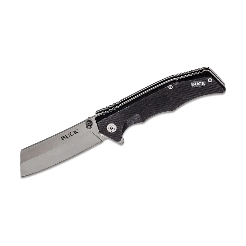 Buck Knives Buck Knive STE-0252BKS Cuchillo Plegable 252 Trunk con cuchilla de Hoja Lisa de 7,3 cm de acero inoxidable 7Cr y Mangos G10 de Negro. Con clip de bolsillo Tip-Up Rigth Carry