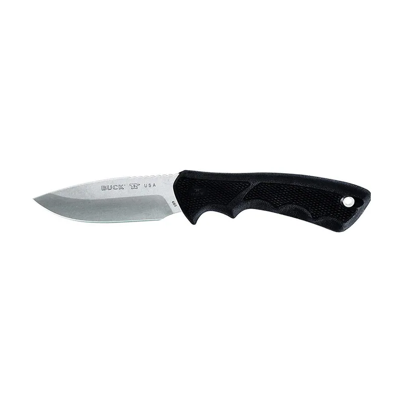 Buck Knives STE-0685BKS Cuchillo de Caza de hoja fija BuckLite Max ® II Large Drop point de acero 420HC de 10,2 cm con Mango de goma negro Dynaflex con funda de poliéster negro de alta resistencia