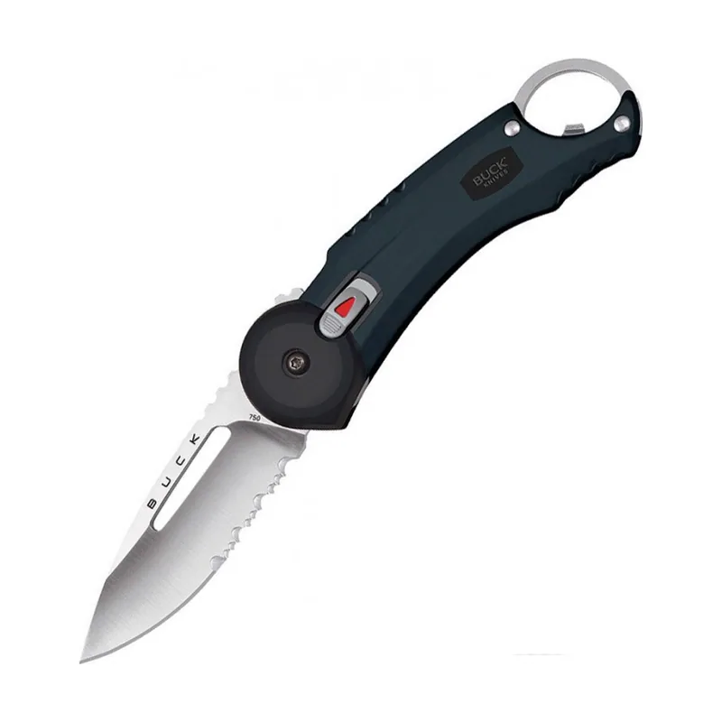 Buck Knives STE 0835BRS Cuchillo de Supervivencia Small Folding Selkirk con hoja de acero inoxidable 420HC de 8,2 cm y mango Micarta contorneada CNC marrón y negra con refuerzos de acero. Clip extraíble para cinturón/bolsillo