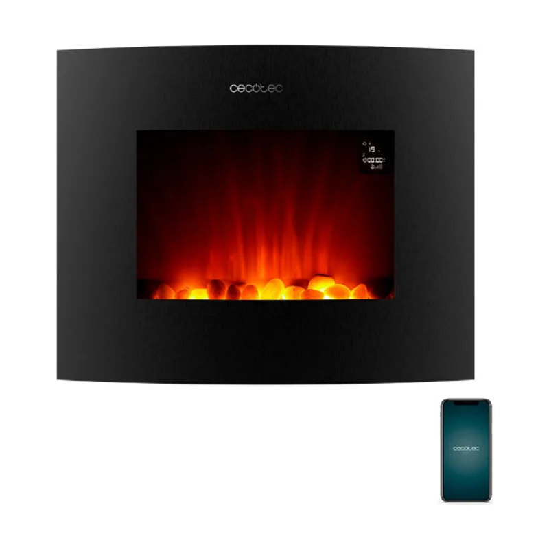 Cecotec Chimenea eléctrica decorativa de 26" con máxima potencia de 2000 W. Dos intensidades 1000 W y 2000 W. Control por