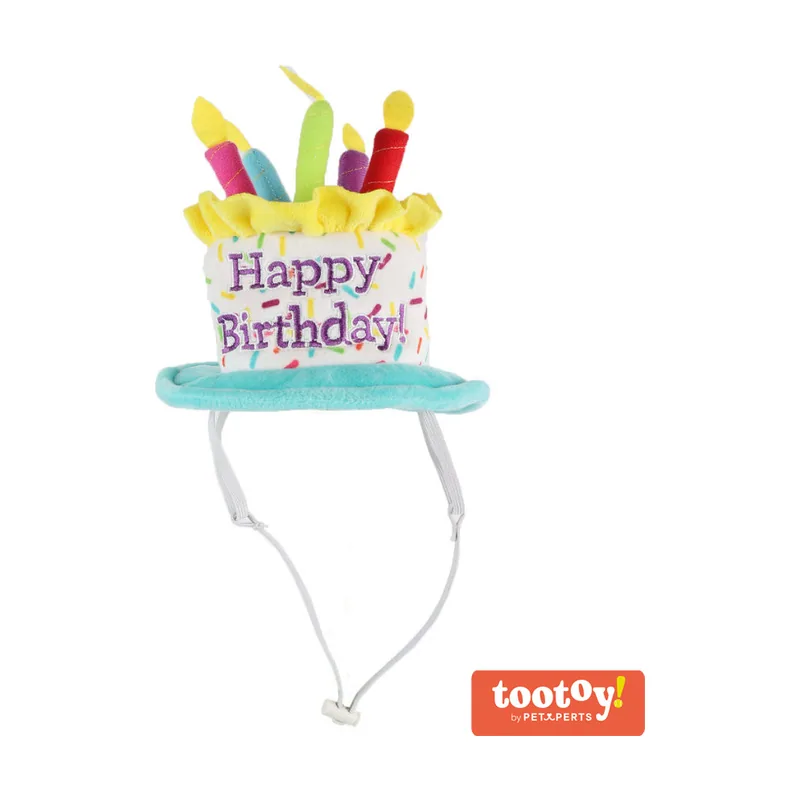Tootoy! Birthday Hat Multicolor Tarta de Cumpleaños Peluche para perros