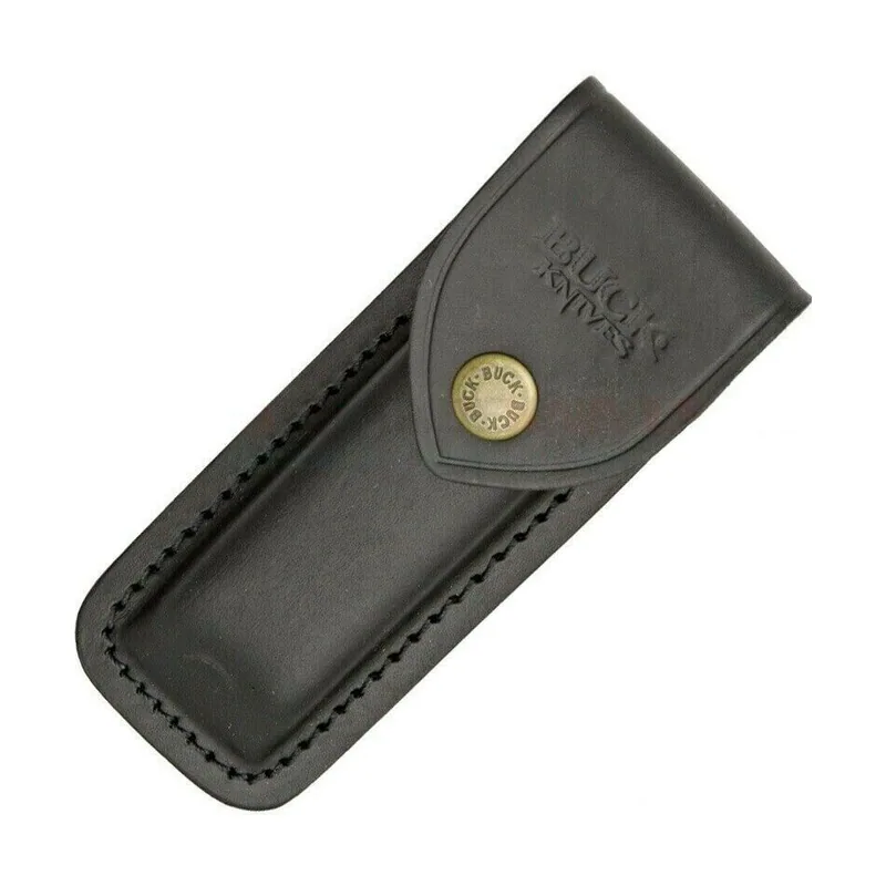Buck Knives STE-Funda de cuero genuino de negro para navaja plegable de bolsillo 110 con trabilla para el cinturón