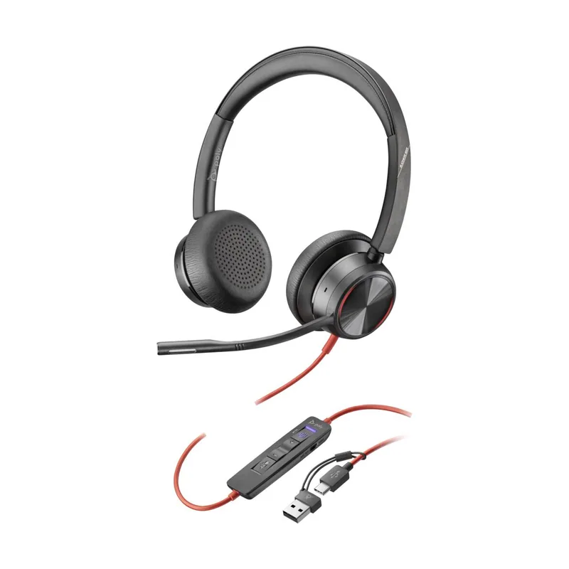 Plantronics/poly POLY Auriculares estéreo Blackwire 8225 con certificación Microsoft Teams USB-C + Adaptador USB-C/A