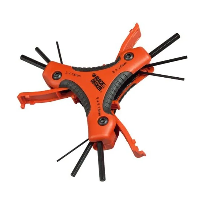 Black+Decker BDHT0-71628 Juego de 9 llaves hexagonales con mango triangular