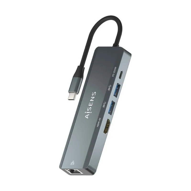 Aisens Docking usb tipo-c asuc-5p011-gr 1xhdmi 2xusb 1xrj45 1xusb tipo-c 1xusb tipo-c pd