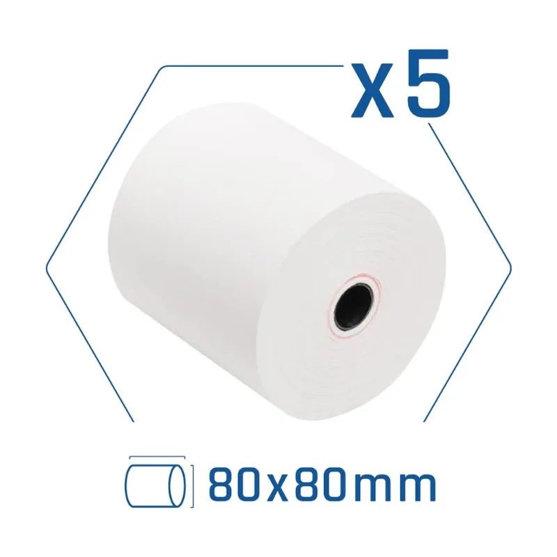 Iggual Pack 5 Rollos Papel Térmico 80x80x13 mm