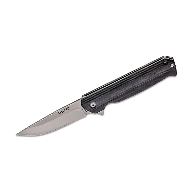 Buck Knives STE-0251BKS Cuchillo de supervivencia Langford negro con Hoja satinada de 8,6 cm de acero inoxidable 7Cr y mango G10