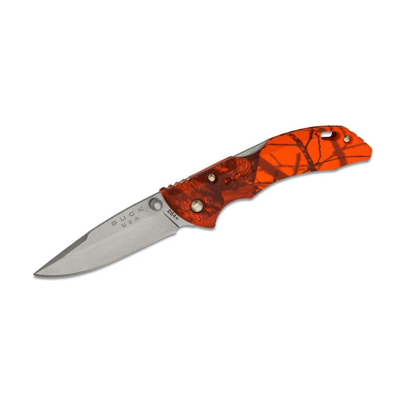 Buck Knives STE-0284CMS9 Cuchillo de Caza Plegable Bantam Naranja Mossy Oak® Blaze Camo con Hoja de 7 cm