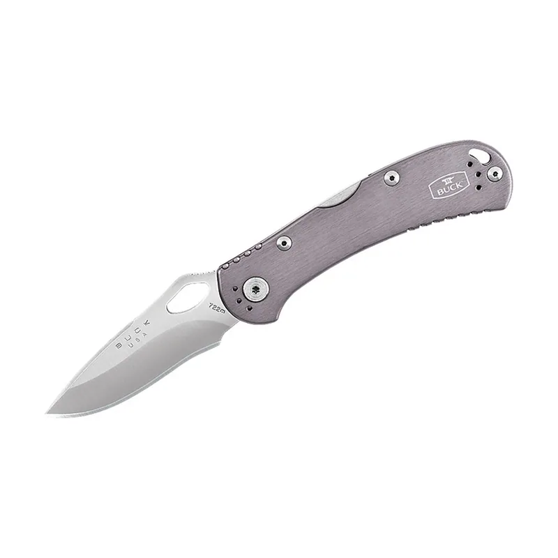 Buck Knives Buck Knive STE-0722GYS1 Cuchillo plegable 722 SpitFire Gris Hoja Drop Point satinada de 8,3 cm en acero inoxidable 420HC y mango de aluminio anodizado