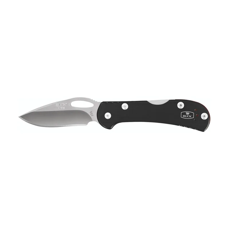 Buck Knives STE 0726BKS Cuchillo Plegable Mini SpitFire con hoja de acero inoxidable 420HC de 6,98 cm y Mango de Aluminio anodizado Negro con revestimiento rojo. Clip extraíble de dos posiciones