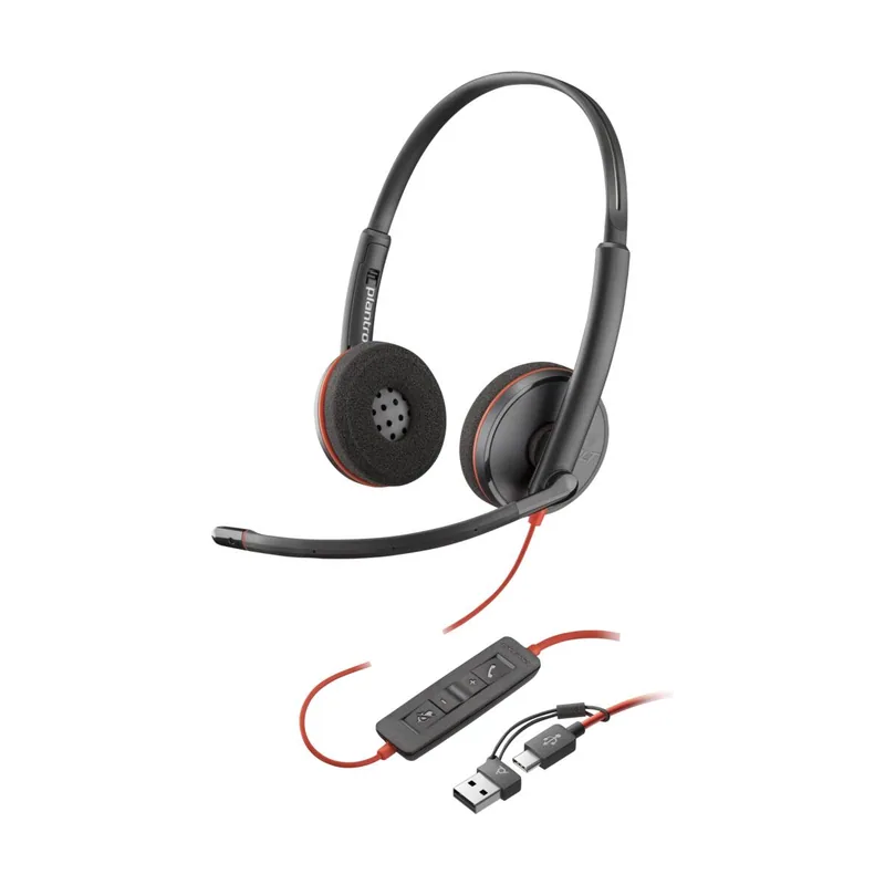 HP POLY Auriculares estéreo Blackwire 3220 USB-C + Adaptador USB-C/A