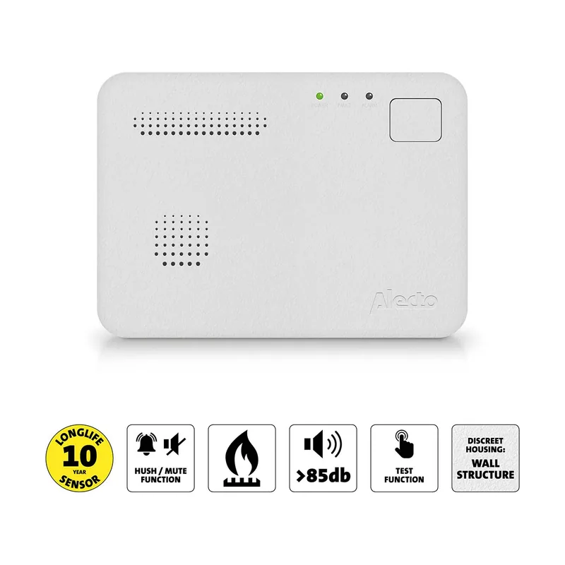 Alecto Coa1910 alarma de monóxido de carbono con 10 años de autonomía del sensor