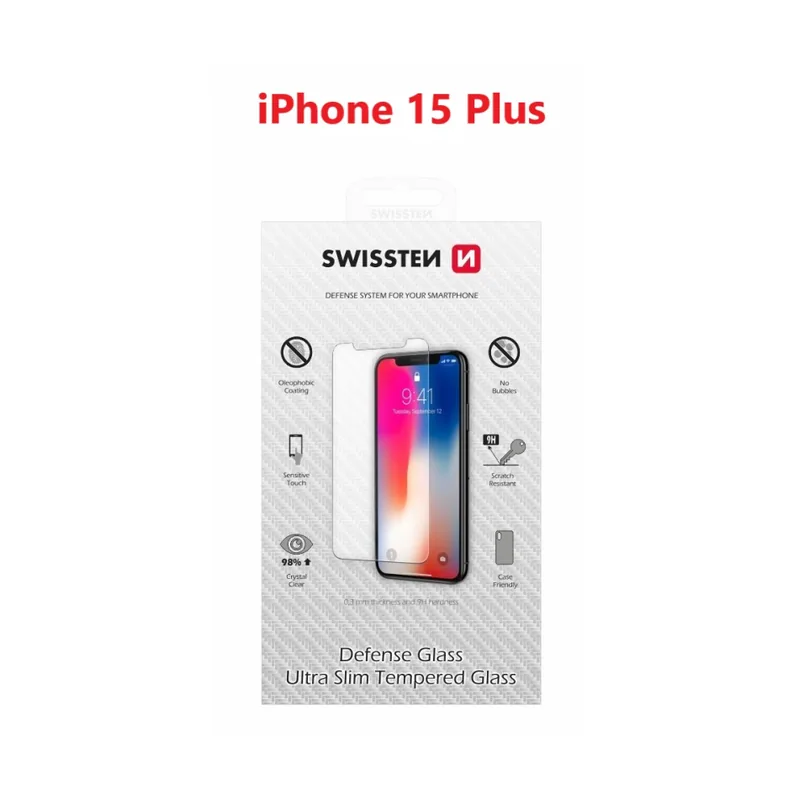 Swissten Tempered glass for iphone 15 re 2,5d