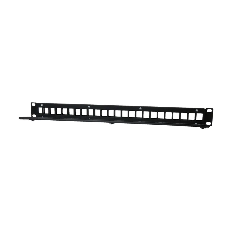 Phasak Panel frontal 19" 1U para 24 conectores Keystone con organizador de cables UTP