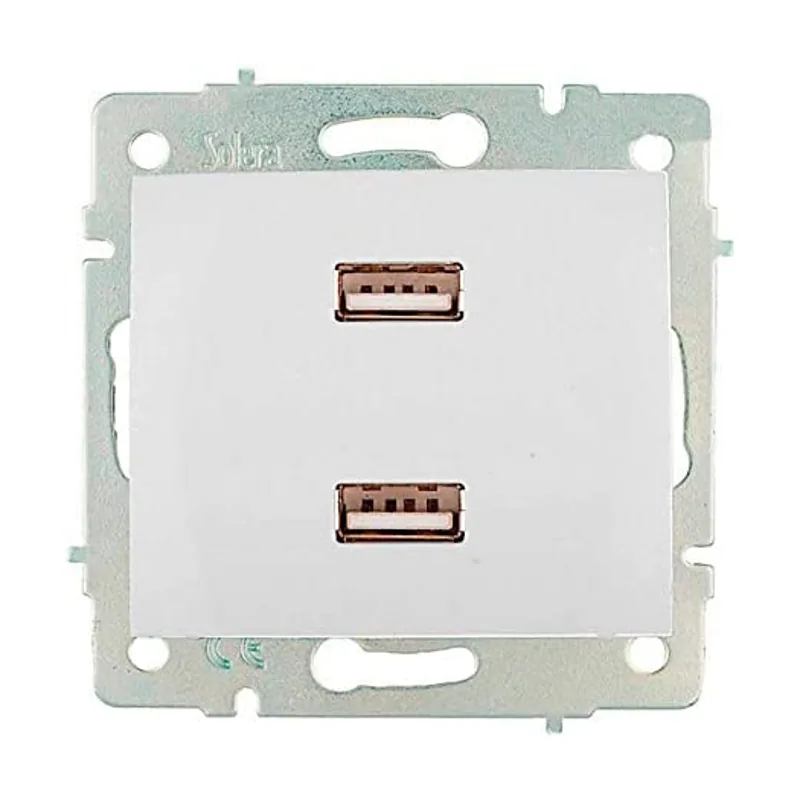 Solera Cargador Doble USB 230V 5V 4200mA Blanco DE EMPOTRAR ERP2USB S.Europa