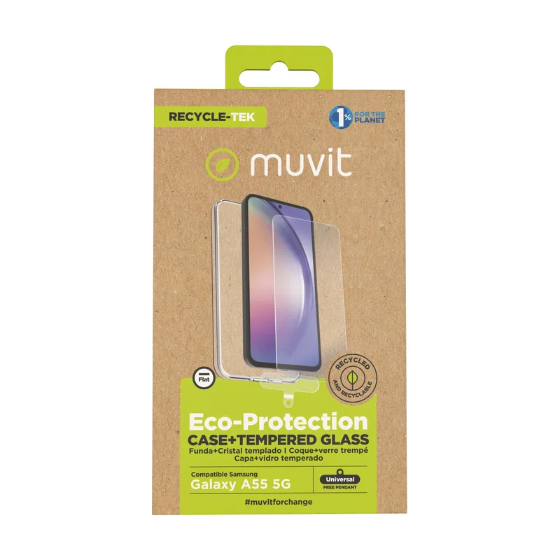 Muvit for change funda compatible con samsung galaxy a55 5g + protector