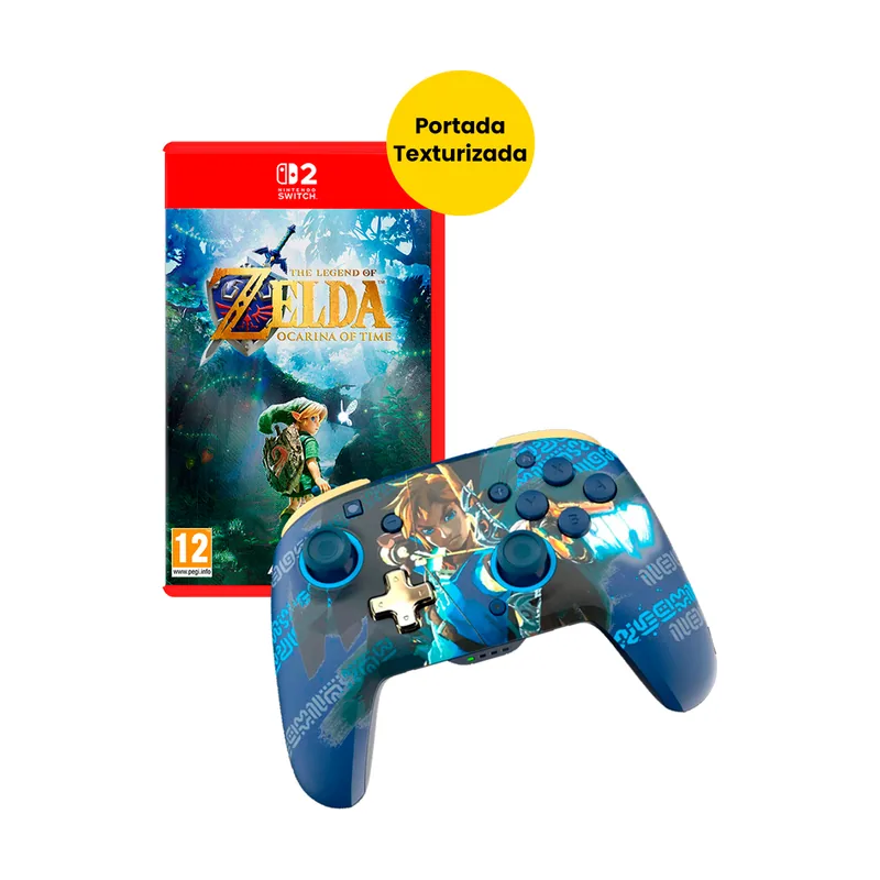 Nintendo The Legend of Zelda Ocarina of Time + Mando Inalámbrico Rematch Glow Link Zelda