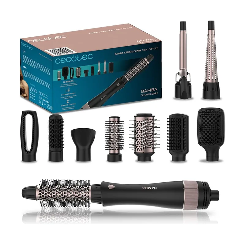 Cecotec Cepillo de Aire 10 en 1 Bamba CeramicCare 10in1 Styler. 1000 W