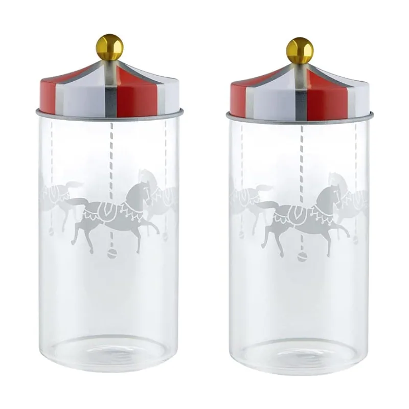 Alessi MW68S2 Recipientes de Diseño para Especias en Vidrio Serigrafado con Tapa en Hojalata
