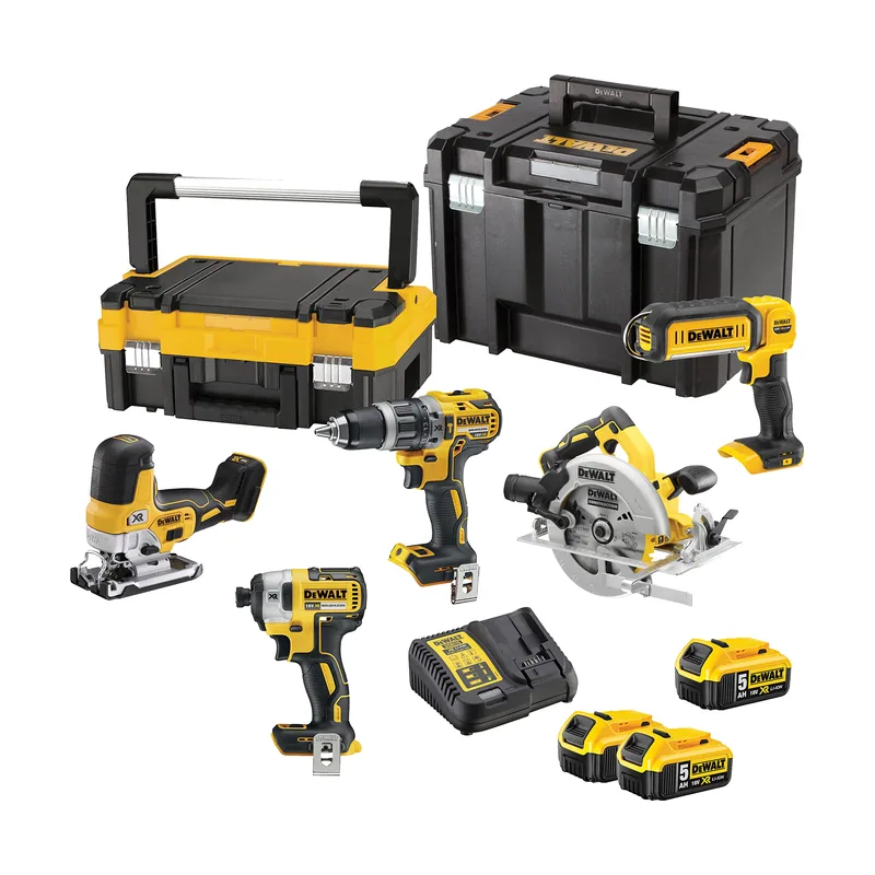 DeWalt zestaw combo 18v dck500p3t dcd796 + dcf887 + dcs570 + dcs335 + dcl050 3x5,0ah 2x tstak