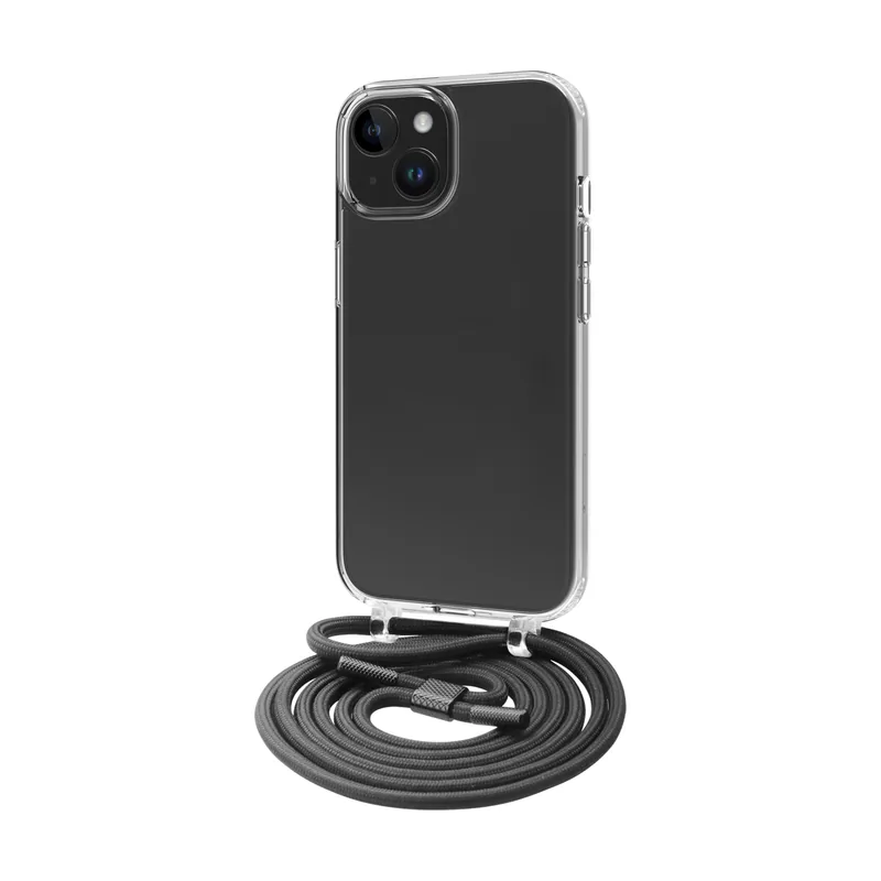 Muvit For Change Funda iPhone 15 Transparente con Colgante