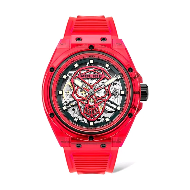 Police Watches Translucent Reloj para Hombre Analógico de Automático con Brazalete de Silicona PL.15924JPR-16P