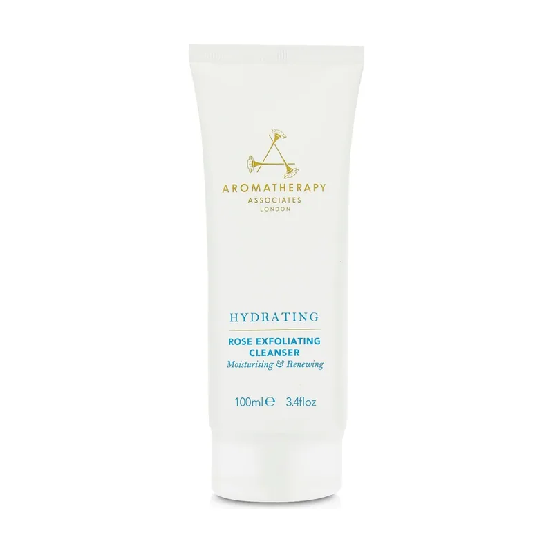 Aromatherapy associates Limpiador exfoliante con rosa exfoliación suave piel luminosa y renovada fórmula botánica ideal para uso facial diario 100 ml