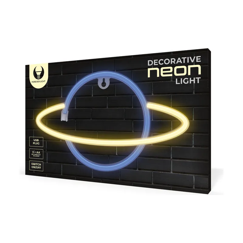 Forever Letrero LED de neón con batería/USB LED luz Home Leuchtschild Nachtlicht Saturn