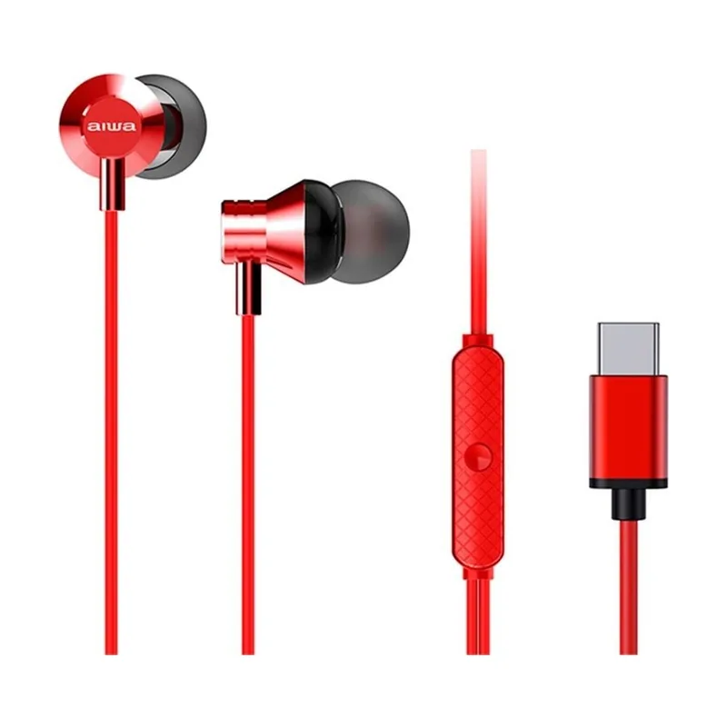 Aiwa Auriculares Intrauditivos ESTM-50USB-C-RD con Micrófono USB Tipo-C Rojos