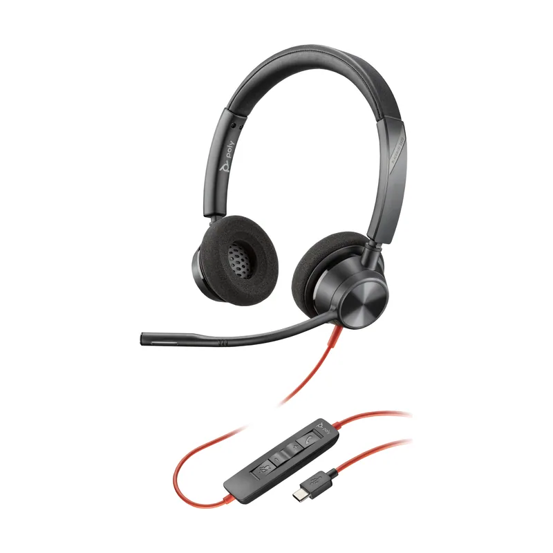Plantronics/poly HP Auriculares estéreo Poly Blackwire 3320 USB-C + Adaptador USB-C/A