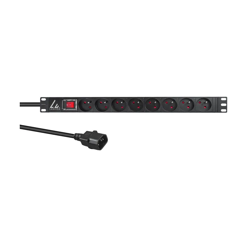 Lanview LVR-2MSCH-SW-C13-8 de distribución de energía PDU 8 salidas AC 1U