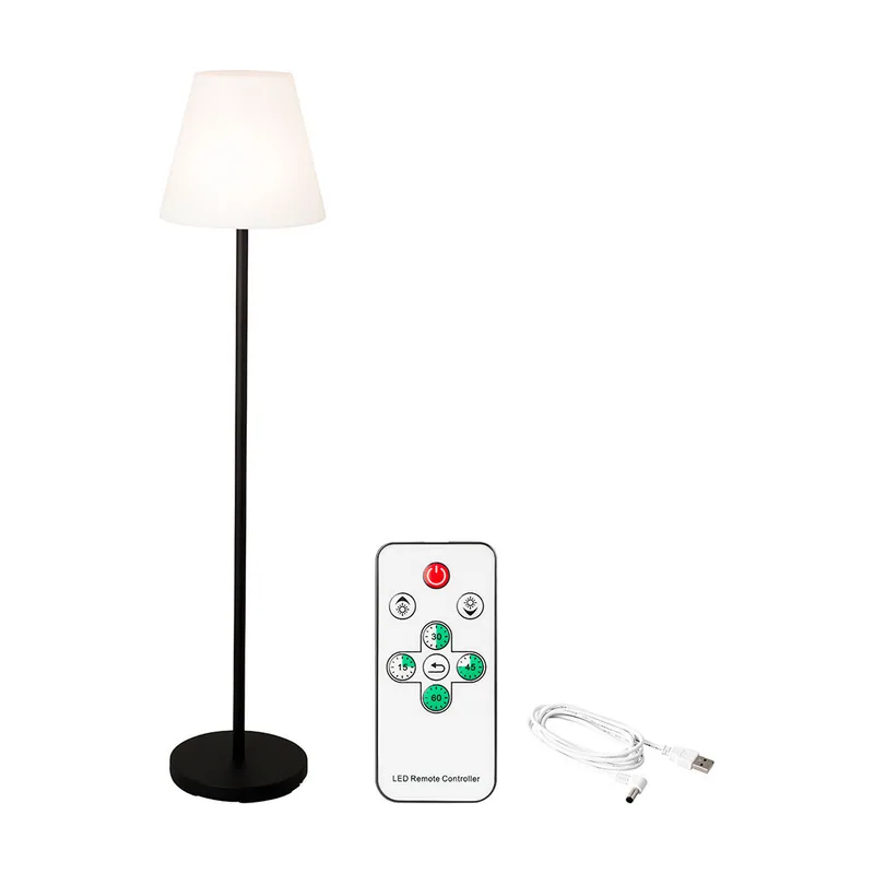 Lumineo Lámpara de pie 894459 negra 150 cm recargable