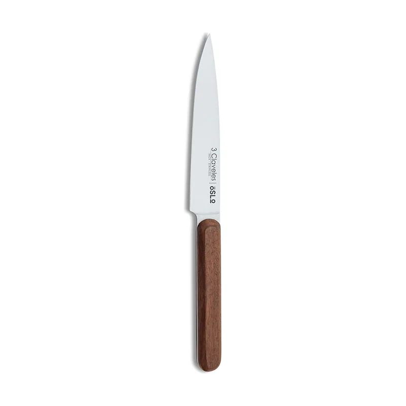 3 Claveles Cuchillo Cocina DE Acero Inoxidable Oslo CON Mango DE Madera DE Nogal 13 cm