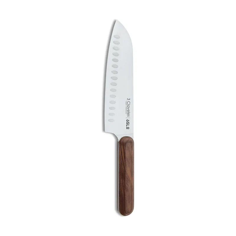 3 Cuchillo Santoku Oslo DE Acero Inoxidable CON Mando DE Madera DE Nogal DE 17,5 cm
