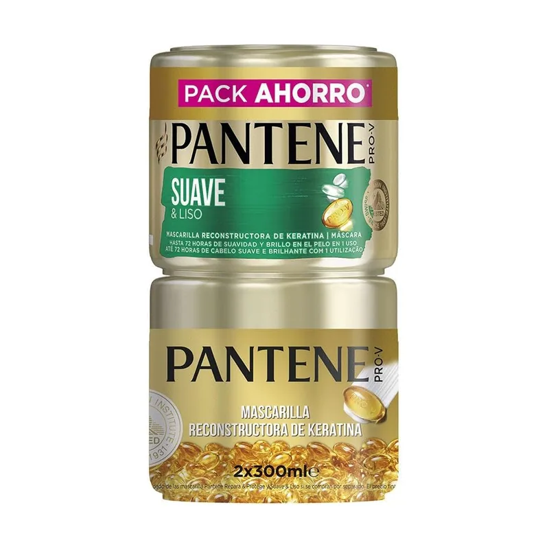 Pantene Suave y liso mascarilla lote 2 x 300 ml