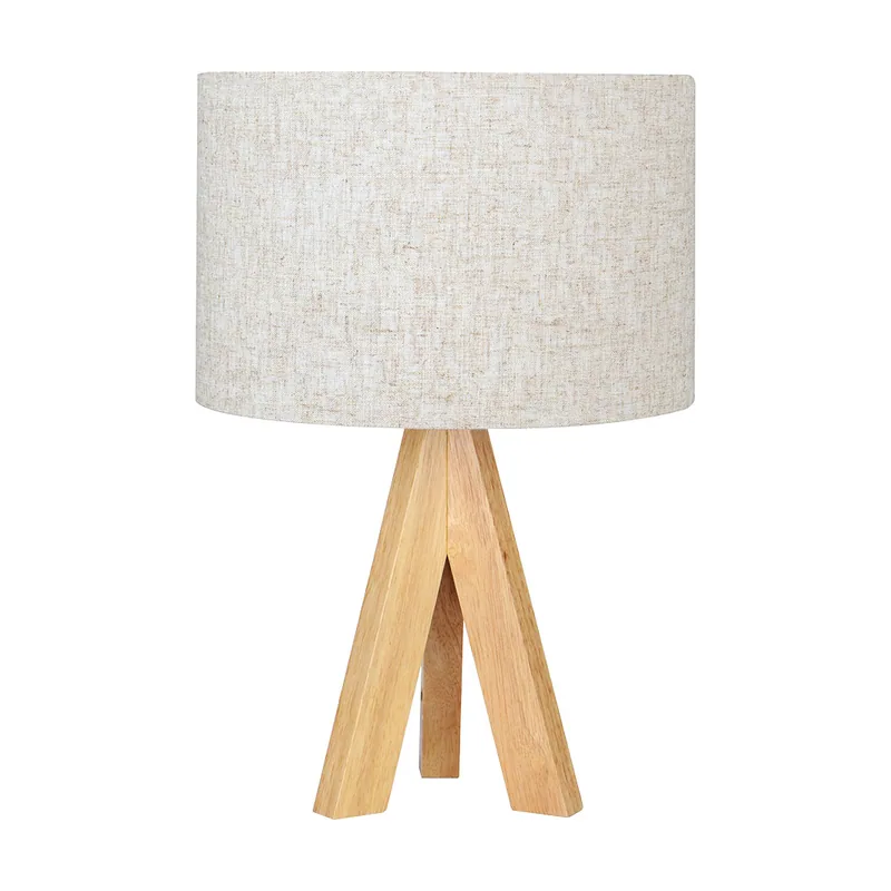 EDM Lámpara de Mesa 32160 Madera Tela 18 x 18 x 30 cm E27