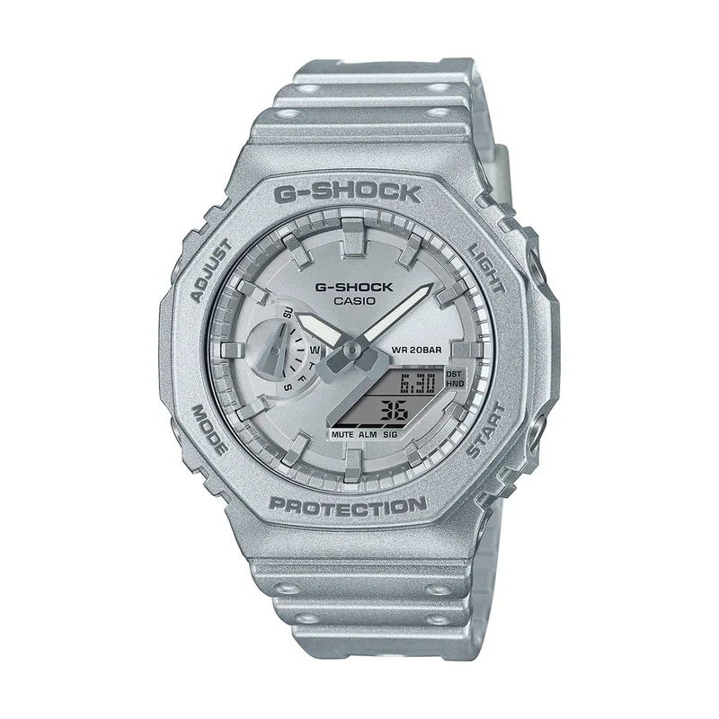 Casio Reloj Cuarzo Unisex 48.50mm con dial Análogico-Digital Plata y Correa de Plastic/Resin Strap Plata GA-2100FF-8AER