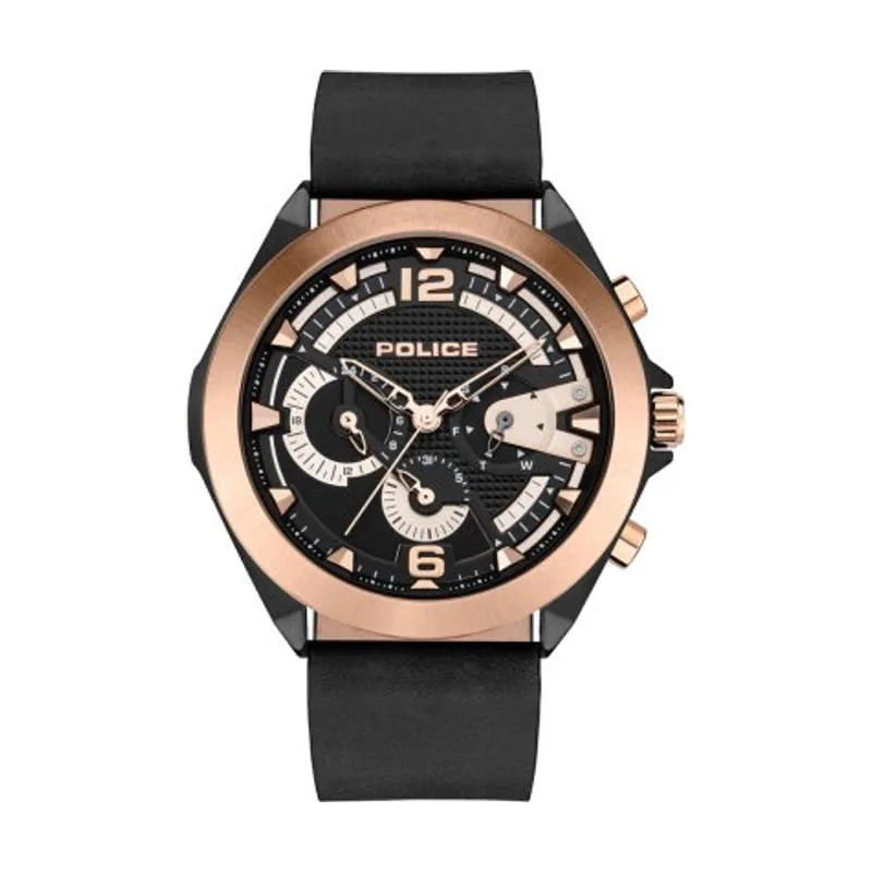 Police Watches Zenith Reloj para Hombre Analógico de Cuarzo con Brazalete de Piel de Vaca PEWJF2108740