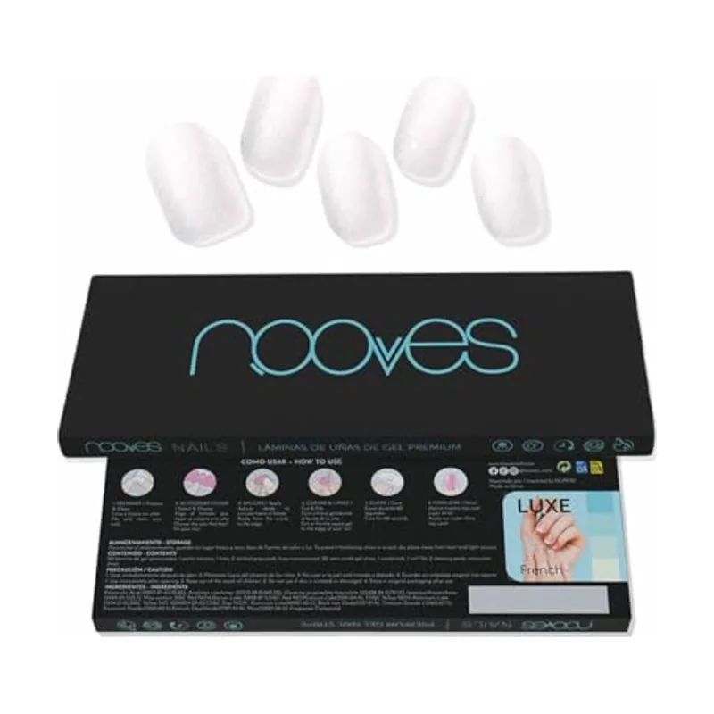 Nooves Láminas de uñas de gel perlé premium luxe cat #perlada blanco 20 u