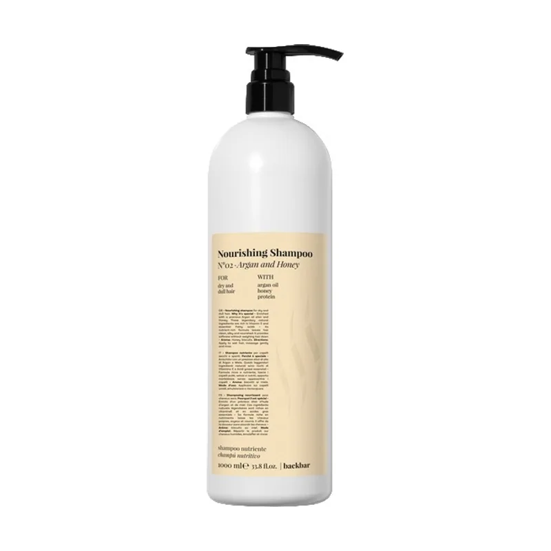 Farmavita Back.Bar N°02 Argan & Honey Nourishing Shampoo 1000 ml Champú Profesional Mujeres