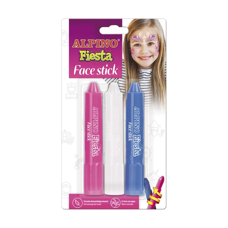 Alpino Barra de maquillaje fiesta face stick princesas blister de 3 unidades colores surtidos