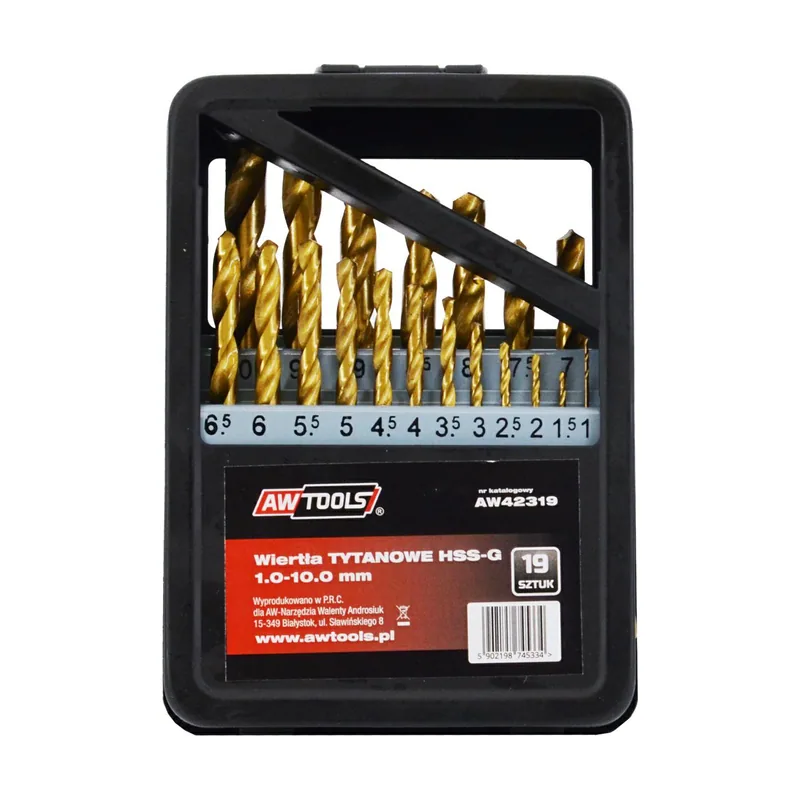 Awtools Juego de brocas HSS-G titanio 1,0-10,0mm