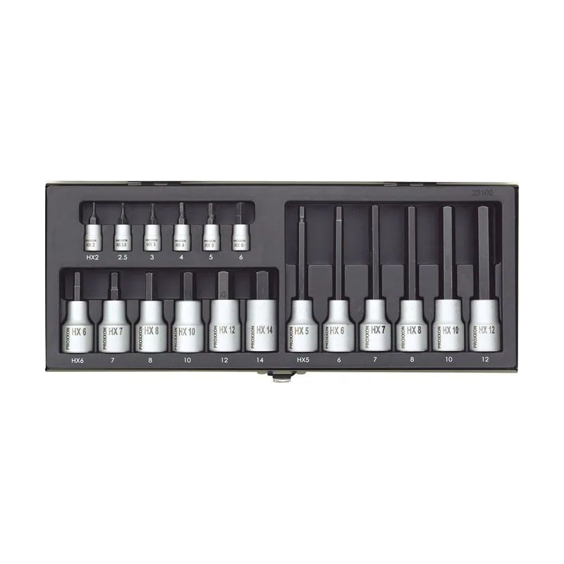 Proxxon 23 100 2223100-Estuche Tornillos Hex. 1/2 + 1/4
