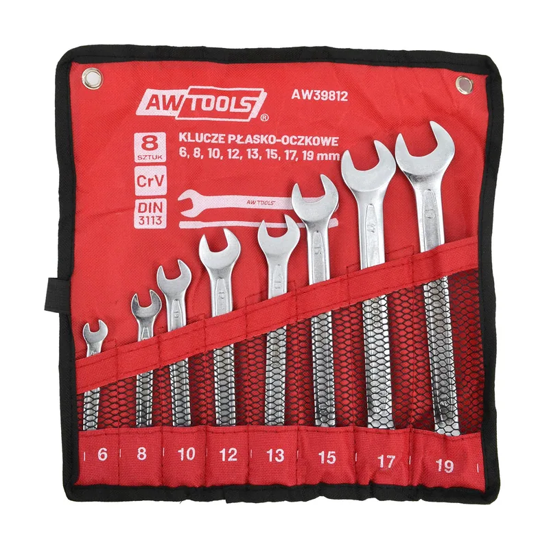 Awtools Juego de llaves combinadas 8 piezas 6-19mm