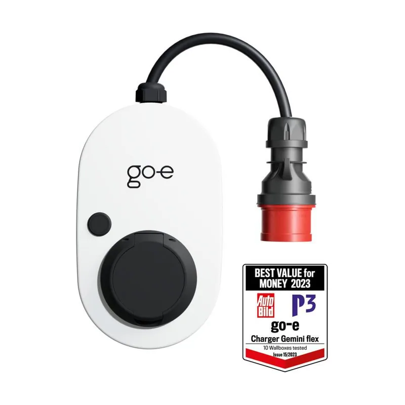 Go-echarger go-e Charger Gemini Flex Estación de Carga de 22 kW Wallbox estacionaria y Conector CEE Rojo 32 A Toma Tipo 2 WLAN RFID