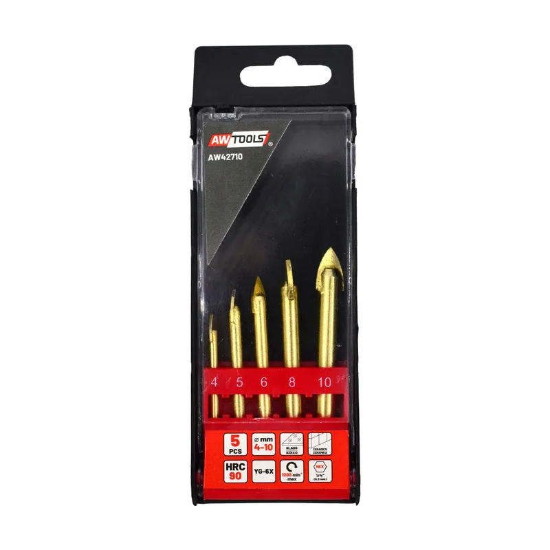 Awtools Juego DE Taladro DE Vidrio Y Cerámica 4-10 mm 5