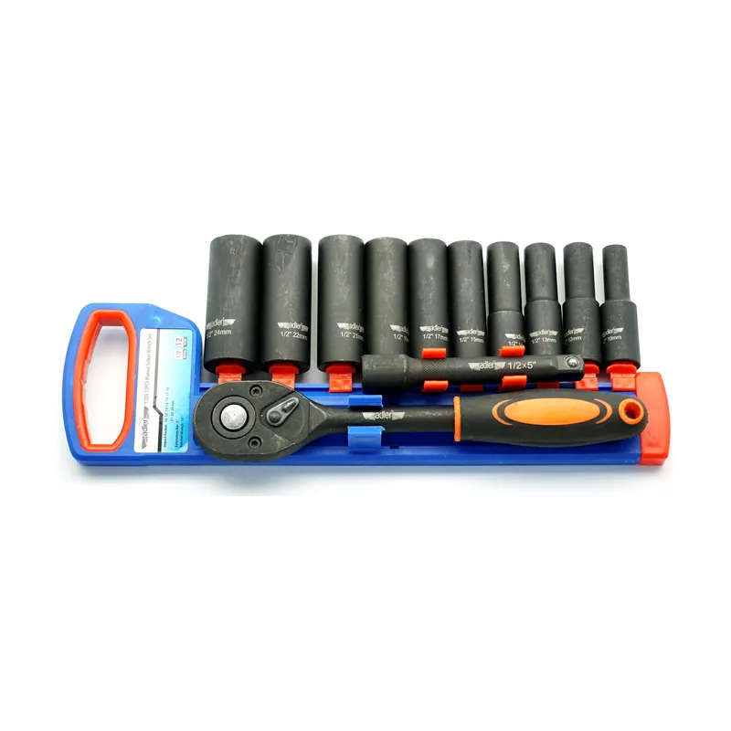 Adler Juego de trinquete y llaves de impacto largas 1/2" 12 piezas